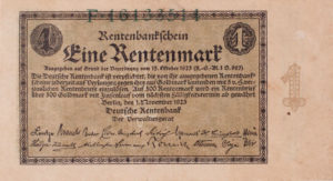 Mit Einführung der Rentenmark 1923 wird aus 1.000.000.000.000 Mark nur noch 1 Rentenmark.