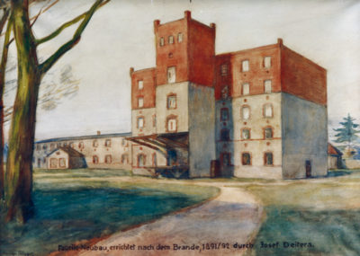 Die neu aufgebaute Weizenstärkefabrik anno 1892.